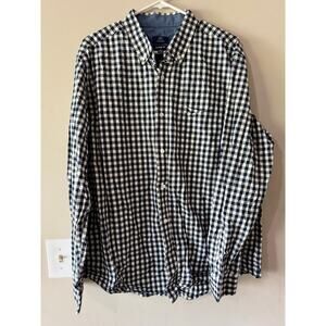 George Blue & White Plaid Button Up XL